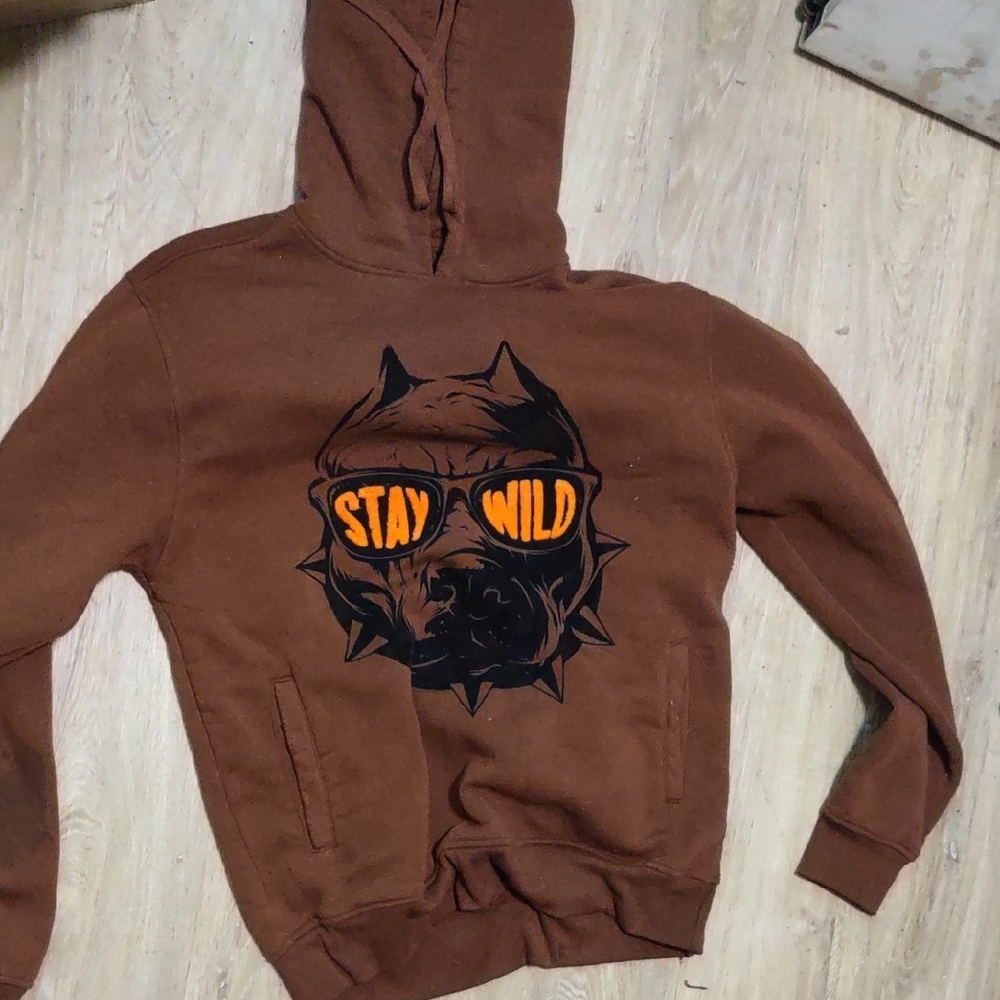 Brown Hoodie with Dog Graphic